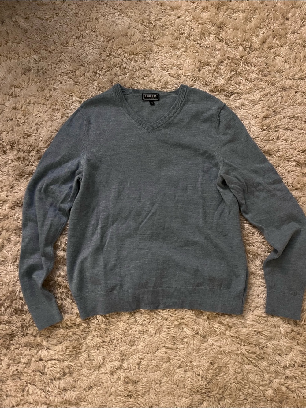 Express Men’s V-Neck Sweater in Slate Blue